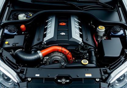 Spotlessly clean car engine bay after detailing